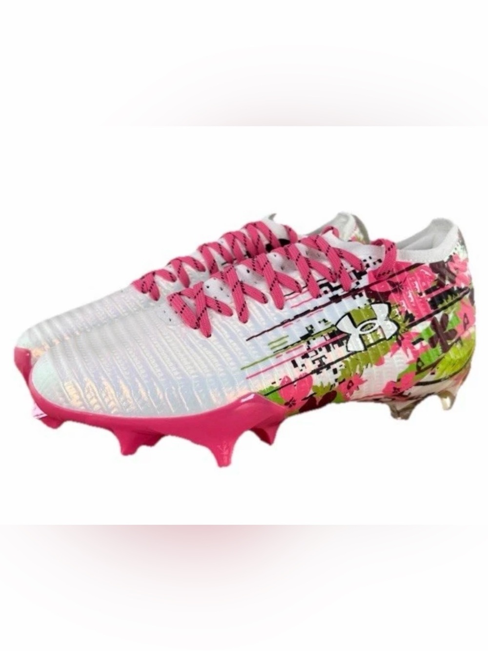 Under Armour Blur Pro LE Unisex Lacrosse Cleats,white & floral-design Size 10.5